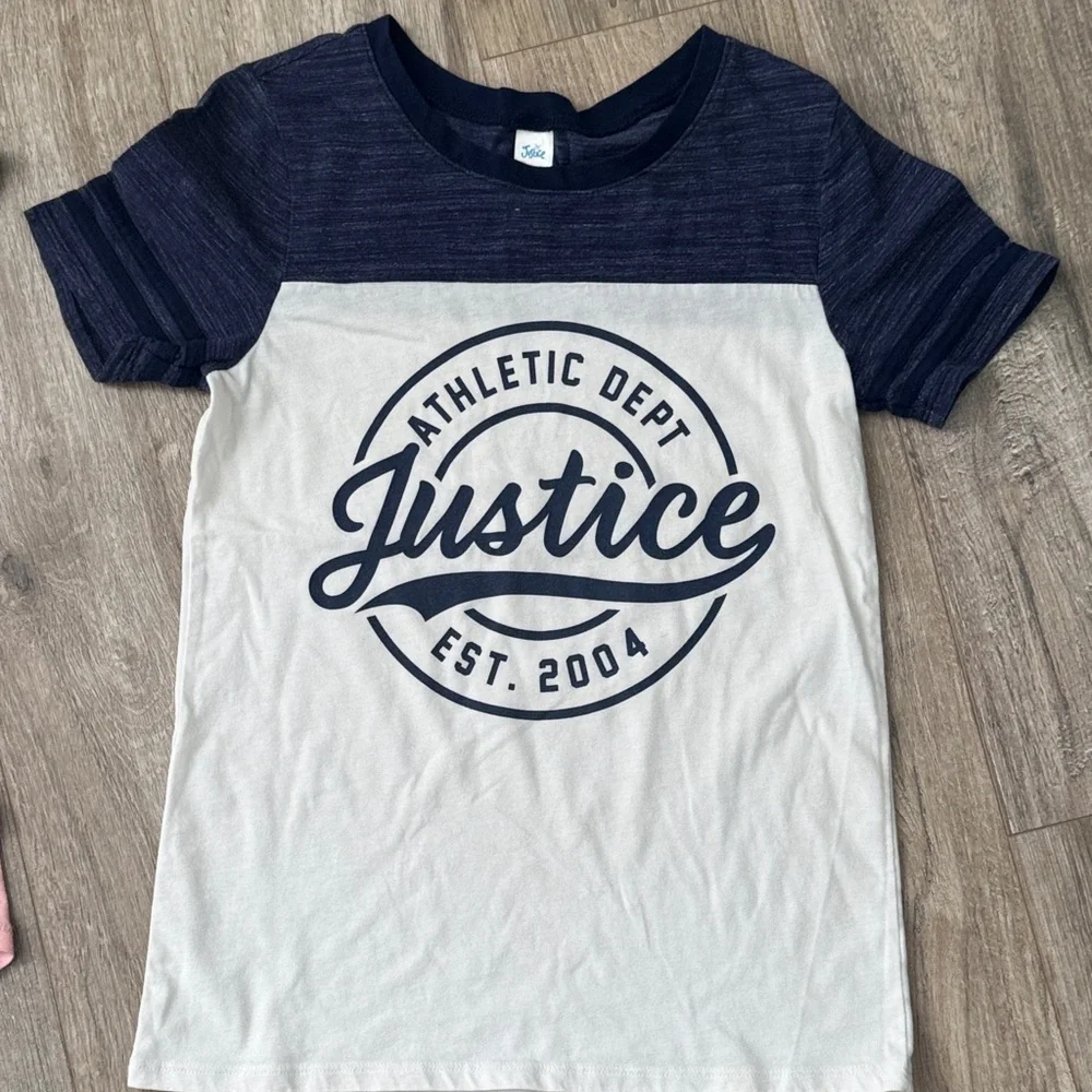Justice Girl Bundle Pink and Navy Short Sleeve Tees Size 10